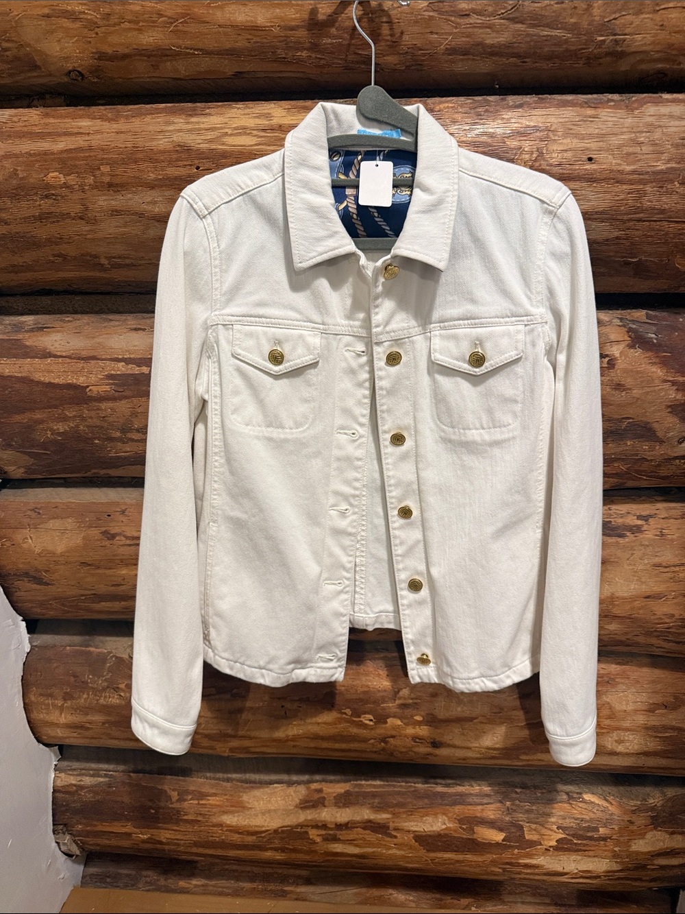 J. McLaughlin S Women's White Denim Jacket - Classic Button Front